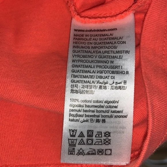 Calvin Klein Monogramed Box Logo Orange T-Shirt, 100% Cotton, Size Men's Small - Picture 6 of 6